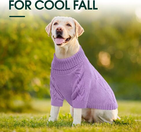 Kuoser Large Dog Sweater, Christmas Thanksgiving Dog Sweaters for Medium and Large Dogs, Turtleneck Warm Girl Dog Sweater, Dog Knitswear Winter Dog Clothes for Bulldog, Shiba Inu, French Bulldog in Saudi Arabia