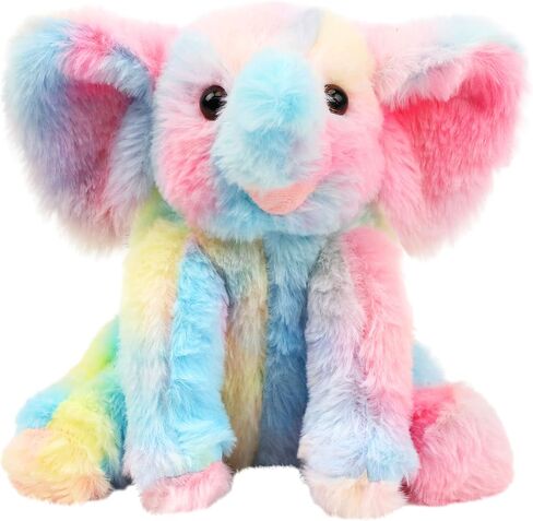 Hopearl Adorable Plush Calf Elephant Toy Floppy Elephish Ultra Soft Stuffed Animal for Boys Girls Kids Toddlers, Rainbow, 9'' in Saudi Arabia