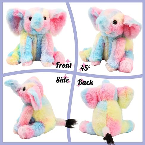 Hopearl Adorable Plush Calf Elephant Toy Floppy Elephish Ultra Soft Stuffed Animal for Boys Girls Kids Toddlers, Rainbow, 9'' in Saudi Arabia
