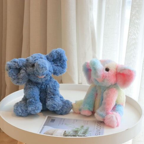 Hopearl Adorable Plush Calf Elephant Toy Floppy Elephish Ultra Soft Stuffed Animal for Boys Girls Kids Toddlers, Rainbow, 9'' in Saudi Arabia