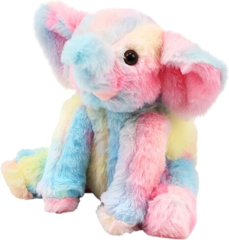 Hopearl Adorable Plush Calf Elephant Toy Floppy Elephish Ultra Soft Stuffed Animal for Boys Girls Kids Toddlers, Rainbow, 9'' in Saudi Arabia