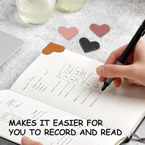8 Pcs Leather Heart Bookmarks, UPABLUNSO Cute Heart Bookmark Corner Page Book Marks, Book Accessories for Women, Kids, Teachers, Reading Lovers, Cute Handmade Reading Gifts in Kuwait