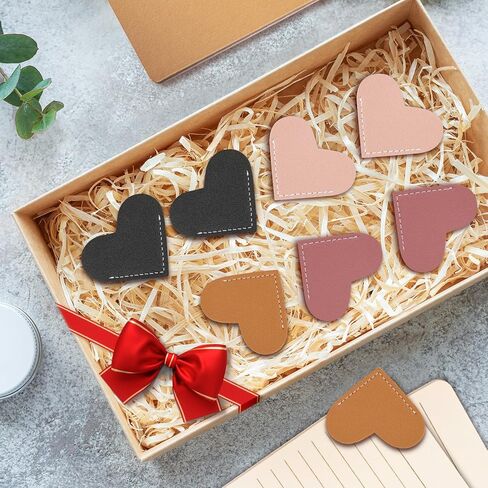 8 Pcs Leather Heart Bookmarks, UPABLUNSO Cute Heart Bookmark Corner Page Book Marks, Book Accessories for Women, Kids, Teachers, Reading Lovers, Cute Handmade Reading Gifts in Kuwait