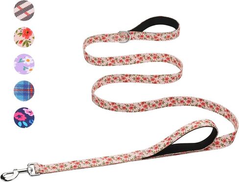 Hikiko Cute Girl Double Handle Dog Leash 6 Foot Padded Traffic Handles for Walking Training (Purple Floral, 6ft) in Saudi Arabia