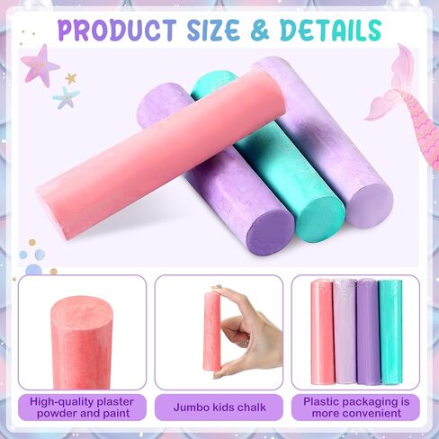 120 Pcs Sidewalk Chalks Set in 30 Count 4 Colors Non Toxic Jumbo Chalk for Party Gift Outdoor Art Play Painting(Red, Yellow, Blue, Fruit Green,Classic) in Kuwait