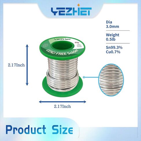 Lead-Free Solder (Sn99.3/Cu0.7) for Stained Glass, Copper Pipe & Jewelry Repair -0.5Lb Spool 3.0mm Diameter - RoHS Compliant in Saudi Arabia