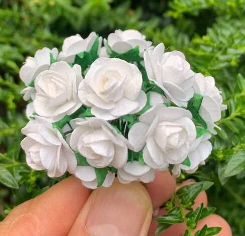Handmade Mini Mulberry Paper Roses 18 mm Mulberry Paper Flowers Scrapbooking Wedding DIY Craft 50 pcs (Pink Tone) in Saudi Arabia