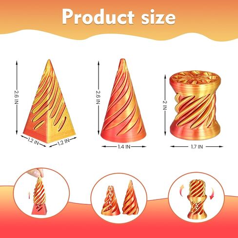 3 PCS Impossible Cone,Spiral Cone Fidget Toy,Impossible Pyramid Passthrough Sculpture,3D Printed Spiral Cone Fidget Toy,Desktop Decompression Toys, Gift,Birthday (Light Purple) in Saudi Arabia