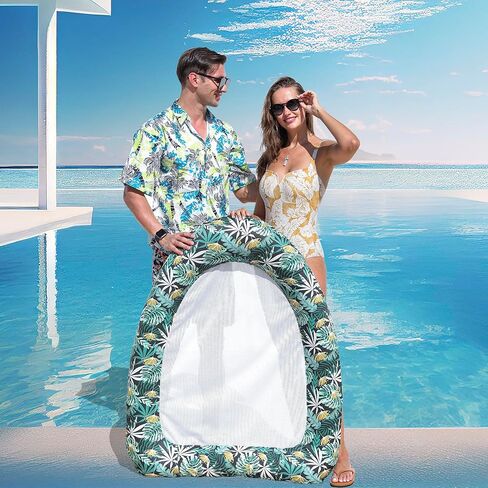 Inflatable Pool Float for Adults, Fabric Covered Pool Chair Lounger Float with Mesh Center for Pool Floating, Pool Hammock Float Recliner for Lake, Beach Floaties in Kuwait