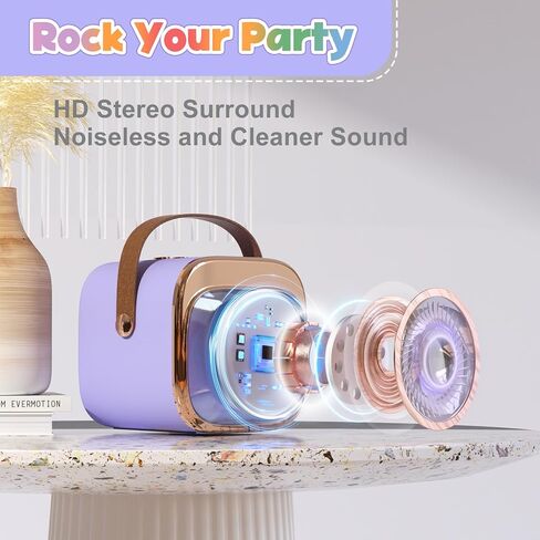 FLUESTON Mini Karaoke Machine for Kids Adults, Portable Bluetooth Speaker with 2 Wireless Microphones, Easter Basket Stuffer for Kids, Toys for Girls Ages 3, 4, 5, 6, 7, 8, 9,10,11 + Years Old in Kuwait