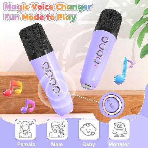 FLUESTON Mini Karaoke Machine for Kids Adults, Portable Bluetooth Speaker with 2 Wireless Microphones, Easter Basket Stuffer for Kids, Toys for Girls Ages 3, 4, 5, 6, 7, 8, 9,10,11 + Years Old in Kuwait