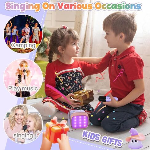 FLUESTON Mini Karaoke Machine for Kids Adults, Portable Bluetooth Speaker with 2 Wireless Microphones, Easter Basket Stuffer for Kids, Toys for Girls Ages 3, 4, 5, 6, 7, 8, 9,10,11 + Years Old in Kuwait