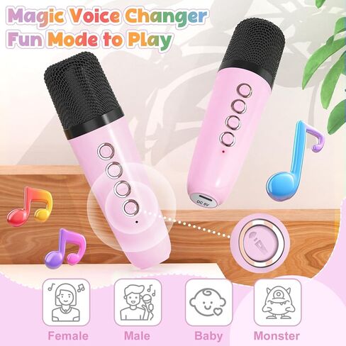 FLUESTON Mini Karaoke Machine for Kids Adults, Portable Bluetooth Speaker with 2 Wireless Microphones, Birthday Kids Gifts Toys for Girls Ages 3, 4, 5, 6, 7, 8, 9,10,11,12+ Years Old in Kuwait