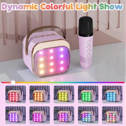 FLUESTON Mini Karaoke Machine for Kids Adults, Portable Bluetooth Speaker with 2 Wireless Microphones, Birthday Kids Gifts Toys for Girls Ages 3, 4, 5, 6, 7, 8, 9,10,11,12+ Years Old in Kuwait