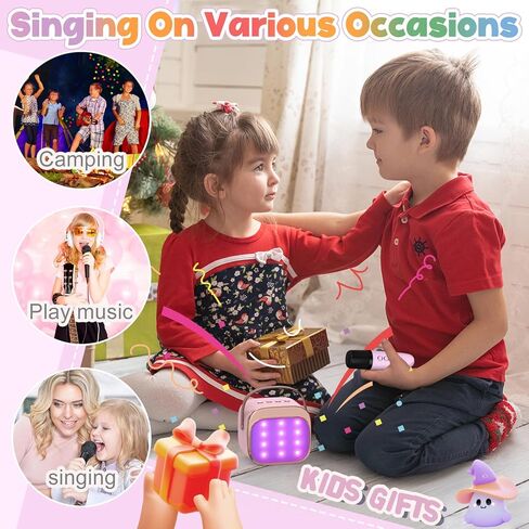 FLUESTON Mini Karaoke Machine for Kids Adults, Portable Bluetooth Speaker with 2 Wireless Microphones, Birthday Kids Gifts Toys for Girls Ages 3, 4, 5, 6, 7, 8, 9,10,11,12+ Years Old in Kuwait