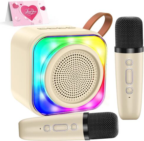 Karaoke Machine with 2 Microphones for Kids, Toys Birthday Gifts for Ages 3-12 Years Old Girls Boys, Mini Karaoke Microphone with Protable Bluetooth Speaker for Singing Party Outdoor Play in Kuwait