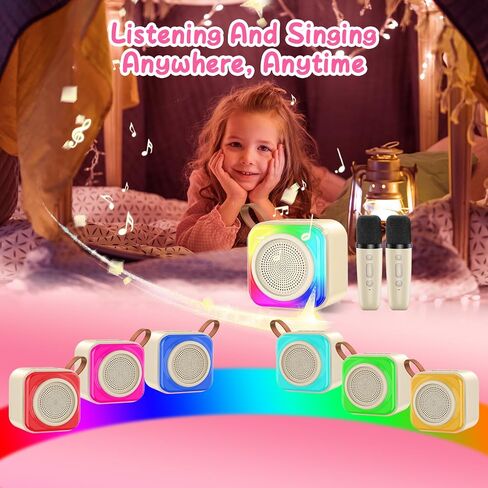 Karaoke Machine with 2 Microphones for Kids, Toys Birthday Gifts for Ages 3-12 Years Old Girls Boys, Mini Karaoke Microphone with Protable Bluetooth Speaker for Singing Party Outdoor Play in Kuwait