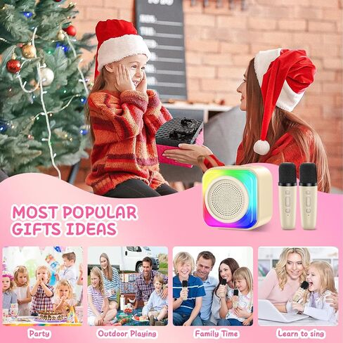Karaoke Machine with 2 Microphones for Kids, Toys Birthday Gifts for Ages 3-12 Years Old Girls Boys, Mini Karaoke Microphone with Protable Bluetooth Speaker for Singing Party Outdoor Play in Kuwait