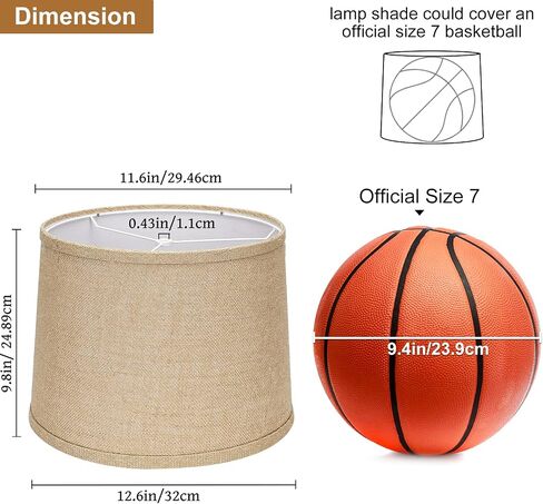 Lampshades Set of 2, Drum Lampshades 11.6" Top x 12.6" Bottom x 9.8" High, Seaside village Medium Lampshades (Spider Fitter), Beige Lampshades Natural Linen Hand Crafted, Easy Assembly Required in Kuwait