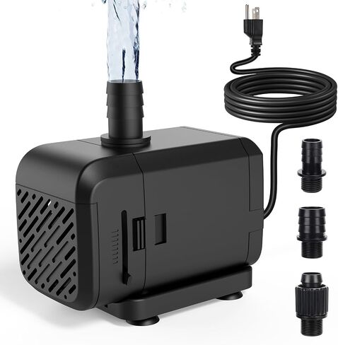 AQQA Submersible Aquarium Water Pump, Fountain Pump with Adjustable Flow,Dual-Suction Side/Bottom Intake,Ultra-Quiet Thermal Protection for Freshwater Saltwater Fish Tanks Pond Statuary Hydroponics 6W in Saudi Arabia