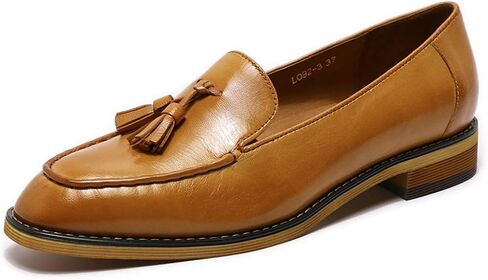 Mona flying Women's Leather Tassel Loafer Dress Casual Slip on Flat Work Shoes for Ladies in Saudi Arabia