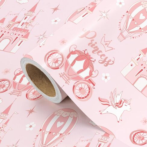 WRAPAHOLIC Baby Girl Wrapping Paper Roll - Mini Roll - 17 Inch x 16.5 Feet - Gold Foil Cute Giraffe Design for Kids Girls Baby Shower, Birthday in Saudi Arabia