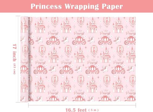 WRAPAHOLIC Baby Girl Wrapping Paper Roll - Mini Roll - 17 Inch x 16.5 Feet - Gold Foil Cute Giraffe Design for Kids Girls Baby Shower, Birthday in Saudi Arabia