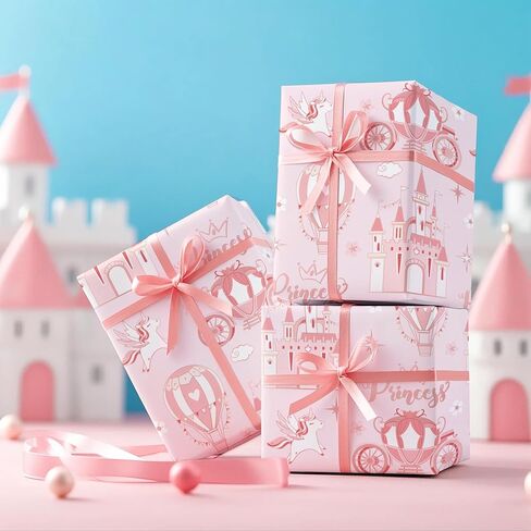 WRAPAHOLIC Baby Girl Wrapping Paper Roll - Mini Roll - 17 Inch x 16.5 Feet - Gold Foil Cute Giraffe Design for Kids Girls Baby Shower, Birthday in Saudi Arabia