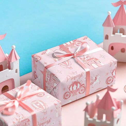 WRAPAHOLIC Baby Girl Wrapping Paper Roll - Mini Roll - 17 Inch x 16.5 Feet - Gold Foil Cute Giraffe Design for Kids Girls Baby Shower, Birthday in Saudi Arabia
