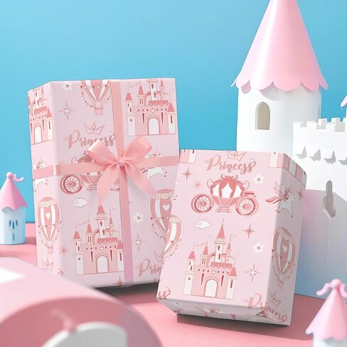 WRAPAHOLIC Baby Girl Wrapping Paper Roll - Mini Roll - 17 Inch x 16.5 Feet - Gold Foil Cute Giraffe Design for Kids Girls Baby Shower, Birthday in Saudi Arabia