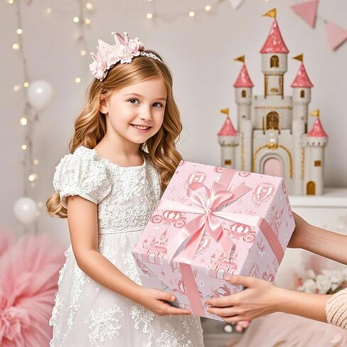 WRAPAHOLIC Baby Girl Wrapping Paper Roll - Mini Roll - 17 Inch x 16.5 Feet - Gold Foil Cute Giraffe Design for Kids Girls Baby Shower, Birthday in Saudi Arabia