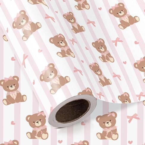 WRAPAHOLIC Baby Girl Wrapping Paper Roll - Mini Roll - 17 Inch x 16.5 Feet - Gold Foil Cute Giraffe Design for Kids Girls Baby Shower, Birthday in Saudi Arabia