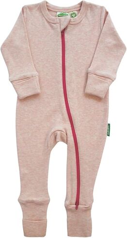PARADE Organic Snuggle Soft Melange '2-Way' Zipper Romper Blue Melange 12-18M no Mitts in Saudi Arabia