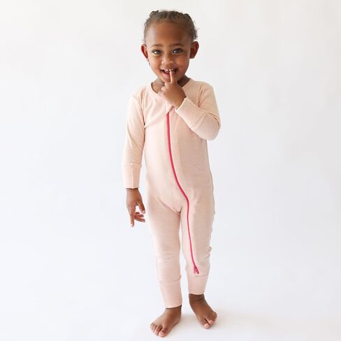PARADE Organic Snuggle Soft Melange '2-Way' Zipper Romper Blue Melange 12-18M no Mitts in Saudi Arabia