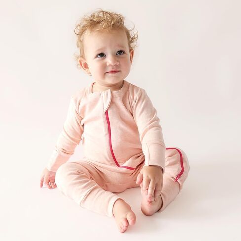 PARADE Organic Snuggle Soft Melange '2-Way' Zipper Romper Blue Melange 12-18M no Mitts in Saudi Arabia