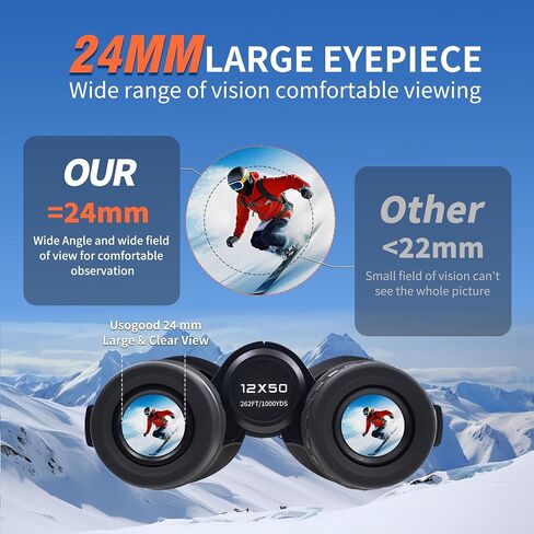 12x50 HD Binoculars for Adults High Powered,Waterproof Binoculars for Bird Watching,Hunting,Travel-Large View Binoculars with Clear Low Light Vision in Saudi Arabia