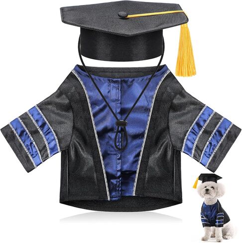 Geyoga Dog Graduation Cap and Gown 2025 Washable Dog Costume Set Puppy Black Graduation Hat with Tassel Pet Cat Holiday Party Costume Accessory(M) in Saudi Arabia