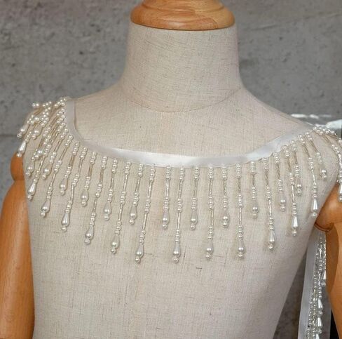 2 Yard/Lot Pearl Beaded Beaded Lace Trim 7.5cm DIY Stage Critain Curtain Closing Wedding Dress Occistories Home (White) in Kuwait