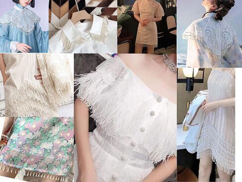 2 Yard/Lot Pearl Beaded Beaded Lace Trim 7.5cm DIY Stage Critain Curtain Closing Wedding Dress Occistories Home (White) in Kuwait