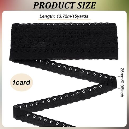 FINGERINSPIRE 15 Yards Cotton Eyelet Lace Trim 1 inch Wide White Cotton Lace Ribbon Wavy Edge Floral Embroidered Sewing Lace Trim for Dresses Clothes Tablecloth Blankets Pillow DIY Decorations in Saudi Arabia