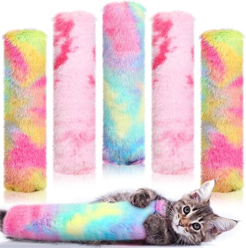 CIVANER 6 PCS 10.6 بوصة Cat Catnip Toys التفاعلية لعبة Kicker Toy Soft Plush Plush Pillow Sticks Histing Chasing Ericking Catnip Toy Indoor (Pink ، Blue ، Yellow ، Candy) in Kuwait