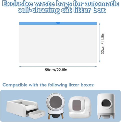 100 Count Self-Cleaning Cat Litter Box Liners Compatible With Automatic Cat Litter Box, Drawstring Heavy Duty Cat Litter Receptacles Bags Replacement Trash Bag -19" x 18" in Saudi Arabia