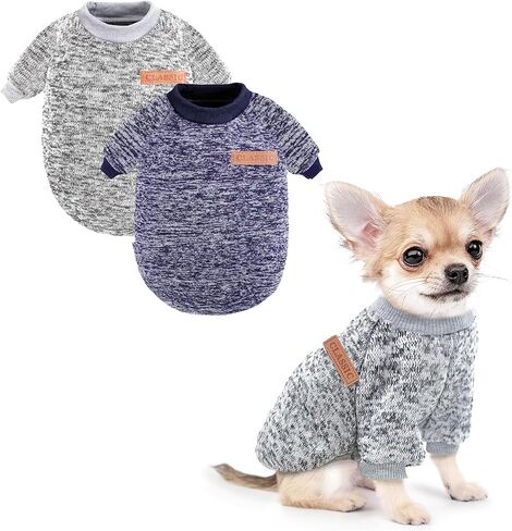 2 Pieces Dog Sweater xs Dog Sweater Fall Winter Dog Clothes Dog Clothes for Small Dogs Warm Thick Outfit Pet Small Dog Sweater for Boy Girl Dogs Teacup Yorkie Chihuahua（XS） in Saudi Arabia