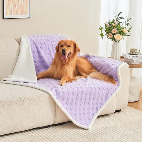 Checkered Waterproof Blanket for Bed Couch Sofa Car, Fluffy Soft Dog Blanket with 3D Jacquard Grid Pattern, Reversible Leakproof Pet Blankets for Dogs Cats Puppies, Dusty Pink, 50"x60" in Saudi Arabia