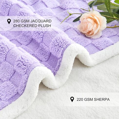 Checkered Waterproof Blanket for Bed Couch Sofa Car, Fluffy Soft Dog Blanket with 3D Jacquard Grid Pattern, Reversible Leakproof Pet Blankets for Dogs Cats Puppies, Dusty Pink, 50"x60" in Saudi Arabia