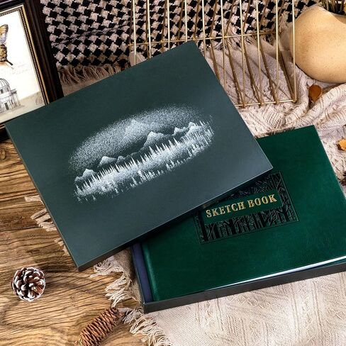 Cagie Hardcover Sketch Book for Drawing ، Paper Sketchbook 185 GSM ، 11.7 "× 8.9" كراسة رسم كبيرة مع كراسة رسم ورقية سميكة لرسم الفنانين ، محاصر للهدايا ، 60 ورقة ، براون in Kuwait