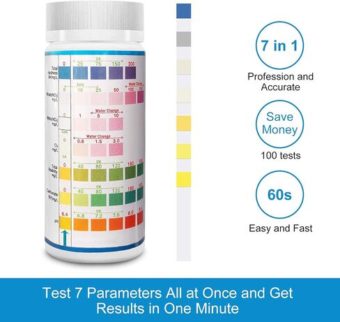 Ammonia Test Strips for Fish Tank: 100 Count Aquarium Ammonia Test Strips for Saltwater & Freshwater Aquariums & Ponds – Ammonia Test Kit with Test Tube Thermometer Stick in Saudi Arabia