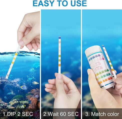 Ammonia Test Strips for Fish Tank: 100 Count Aquarium Ammonia Test Strips for Saltwater & Freshwater Aquariums & Ponds – Ammonia Test Kit with Test Tube Thermometer Stick in Saudi Arabia