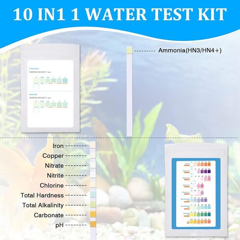 Ammonia Test Strips for Fish Tank: 100 Count Aquarium Ammonia Test Strips for Saltwater & Freshwater Aquariums & Ponds – Ammonia Test Kit with Test Tube Thermometer Stick in Saudi Arabia