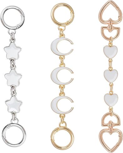 Pistha 3 PCS Bag Extender Chain Moon Star Heart Purse Strap Extender for Handbags Schoolbag Purse Making Supplies in Saudi Arabia